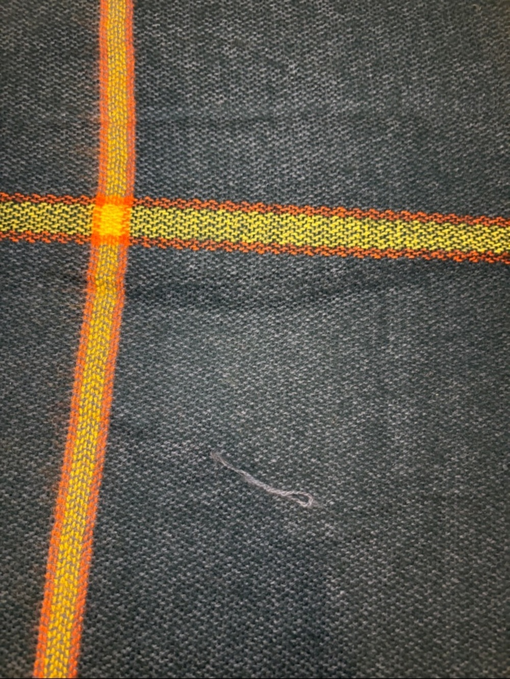 Echo Plaid Scarf Navy Yellow Tartan Fringe Wrap - Picture 5 of 12